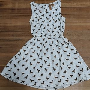 Duck Dress White and Brown Sz M
